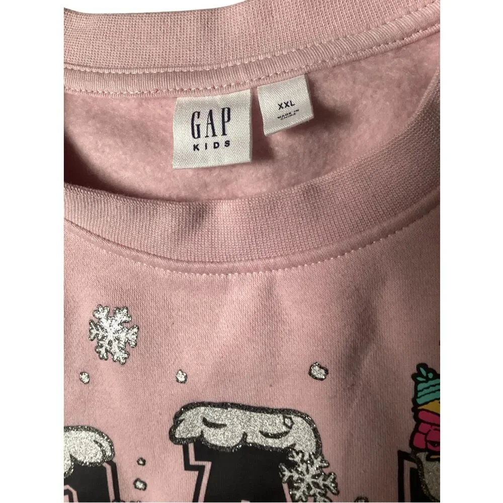 Gap Kids Peanuts Snoopy Holiday Sweatshirt XXL 14–16 NWT Winter Pink GAP